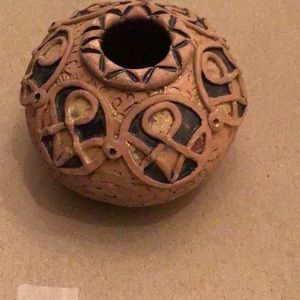 Hand made hand painted clay terracotta pottery made in Armenia signed by maker